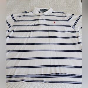 Polo By Ralph Lauren Mens Shirt Polo Short Sleeve Collared Striped White XL Big